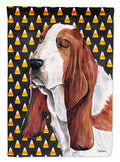 Basset Hound Candy Corn Halloween Portrait Garden Flag Mailbox Decorative Yard Banner Outside Patio Artwork for Flower Beds, Garden Size, Multicolor