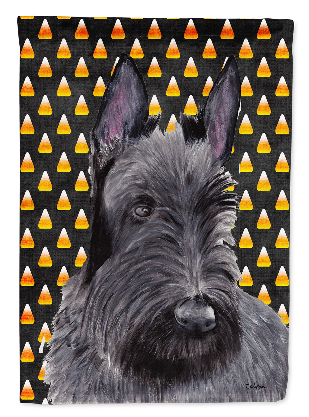 Scottish Terrier Candy Corn Halloween Portrait Garden Flag Mailbox Decorative Yard Banner Outside Patio Artwork for Flower Beds, Garden Size, Multicolor