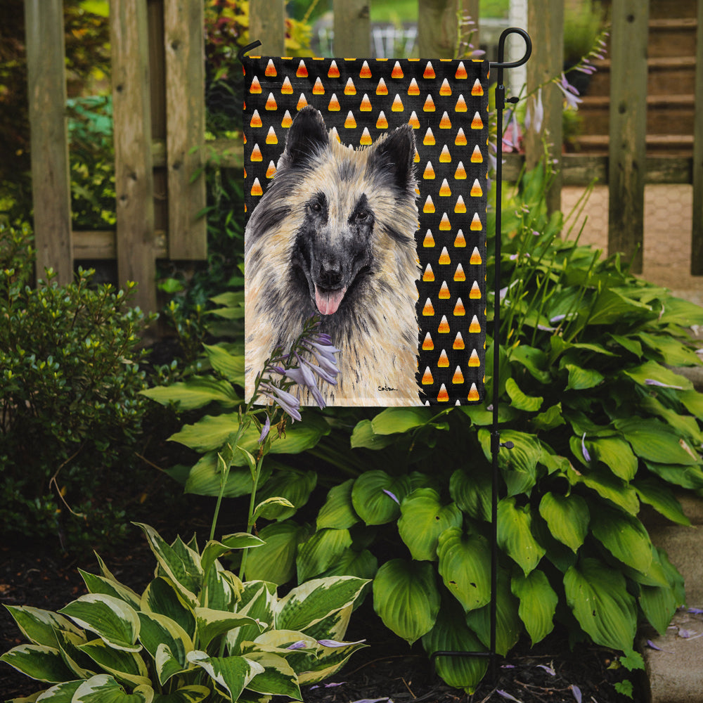 Belgian Tervuren Candy Corn Halloween Portrait Garden Flag Mailbox Decorative Yard Banner Outside Patio Artwork for Flower Beds, Garden Size, Multicolor