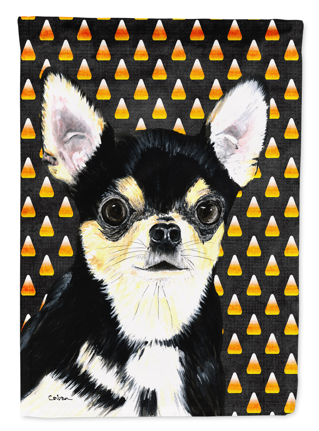 Chihuahua Candy Corn Halloween Portrait Garden Flag Mailbox Decorative Yard Banner Outside Patio Artwork for Flower Beds, Garden Size, Multicolor