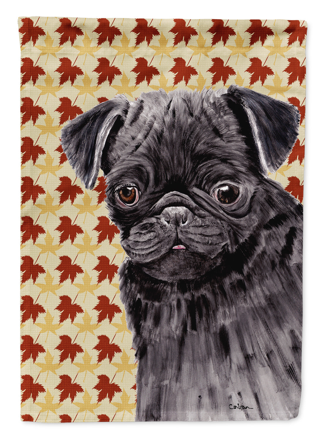 Pug Black Fall Leaves Portrait Garden Flag Mailbox Decorative Yard Banner Outside Patio Artwork for Flower Beds, Garden Size, Multicolor