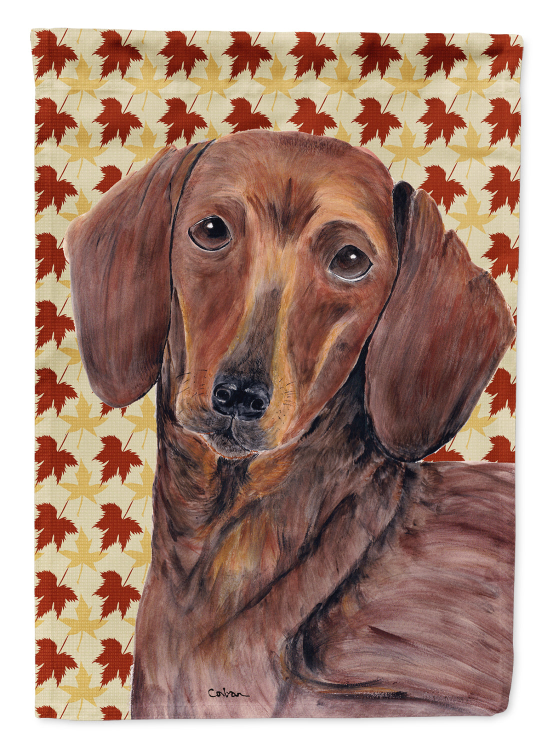 Dachshund Fall Leaves Portrait Garden Flag Mailbox Decorative Yard Banner Outside Patio Artwork for Flower Beds, Garden Size, Multicolor