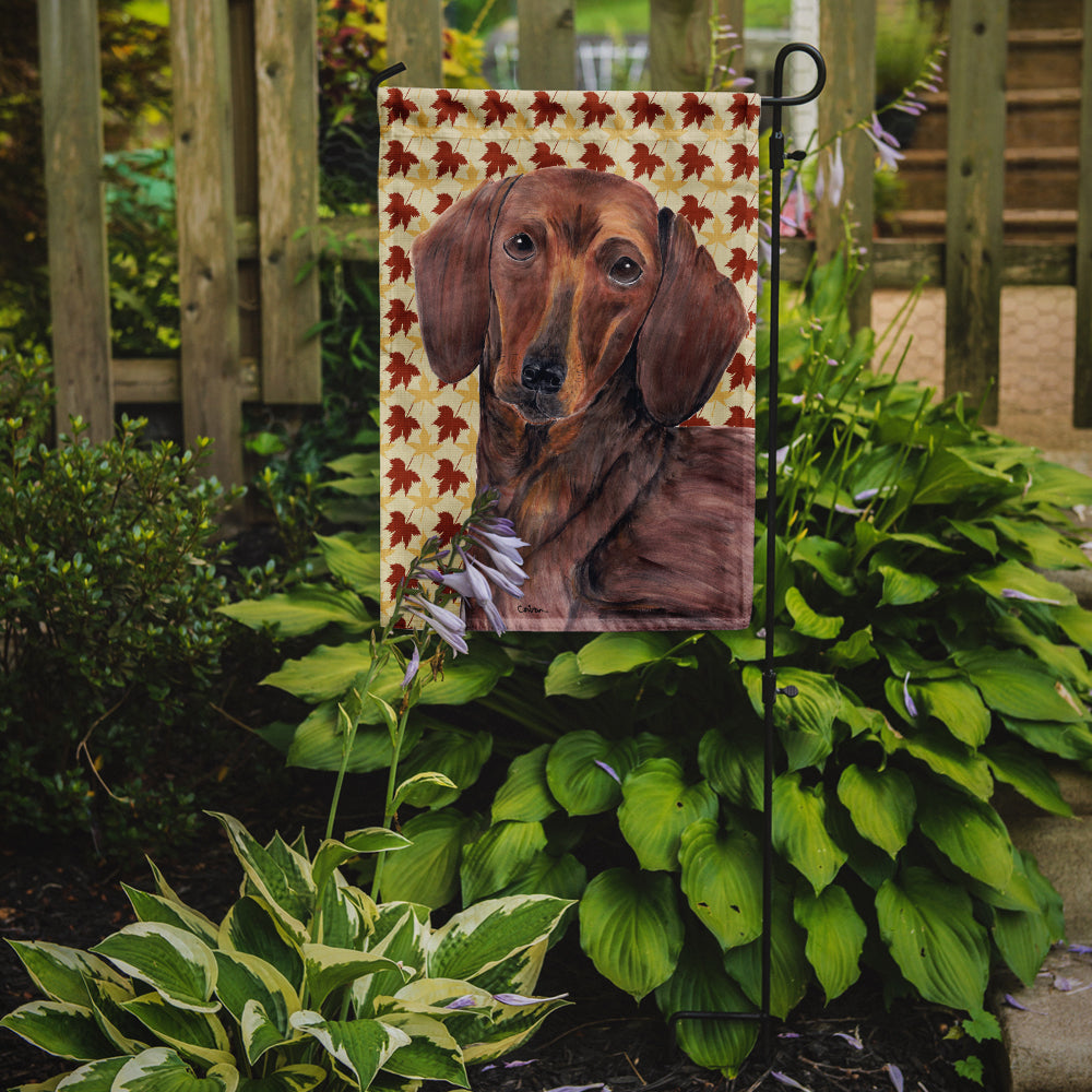 Dachshund Fall Leaves Portrait Garden Flag Mailbox Decorative Yard Banner Outside Patio Artwork for Flower Beds, Garden Size, Multicolor