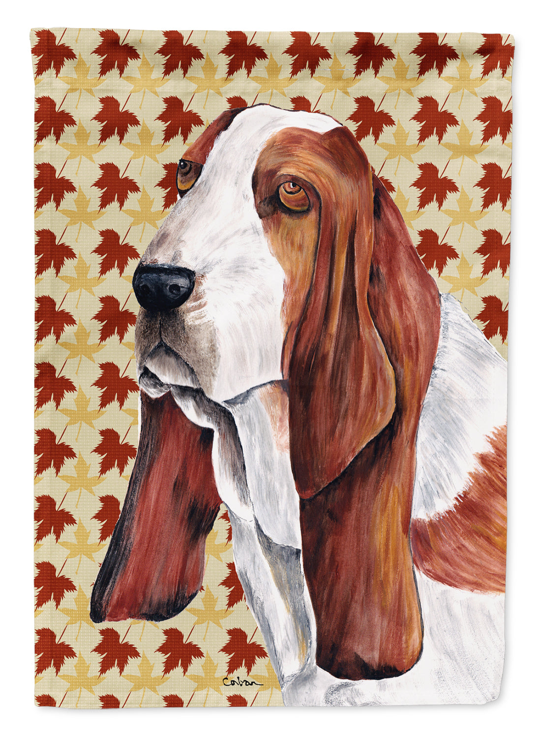 Basset Hound Fall Leaves Portrait Garden Flag Mailbox Decorative Yard Banner Outside Patio Artwork for Flower Beds, Garden Size, Multicolor