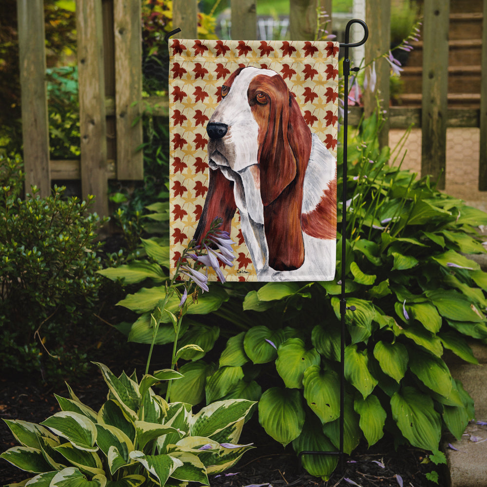 Basset Hound Fall Leaves Portrait Garden Flag Mailbox Decorative Yard Banner Outside Patio Artwork for Flower Beds, Garden Size, Multicolor