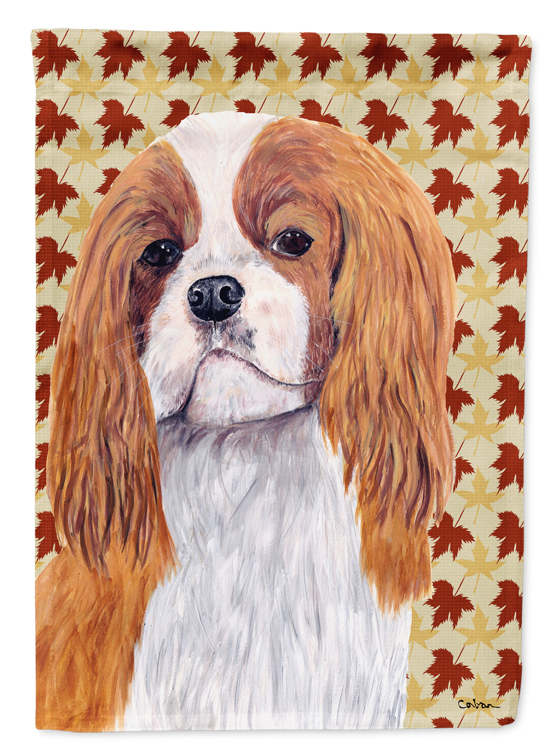 Cavalier Spaniel Fall Leaves Portrait Garden Flag Mailbox Decorative Yard Banner Outside Patio Artwork for Flower Beds, Garden Size, Multicolor