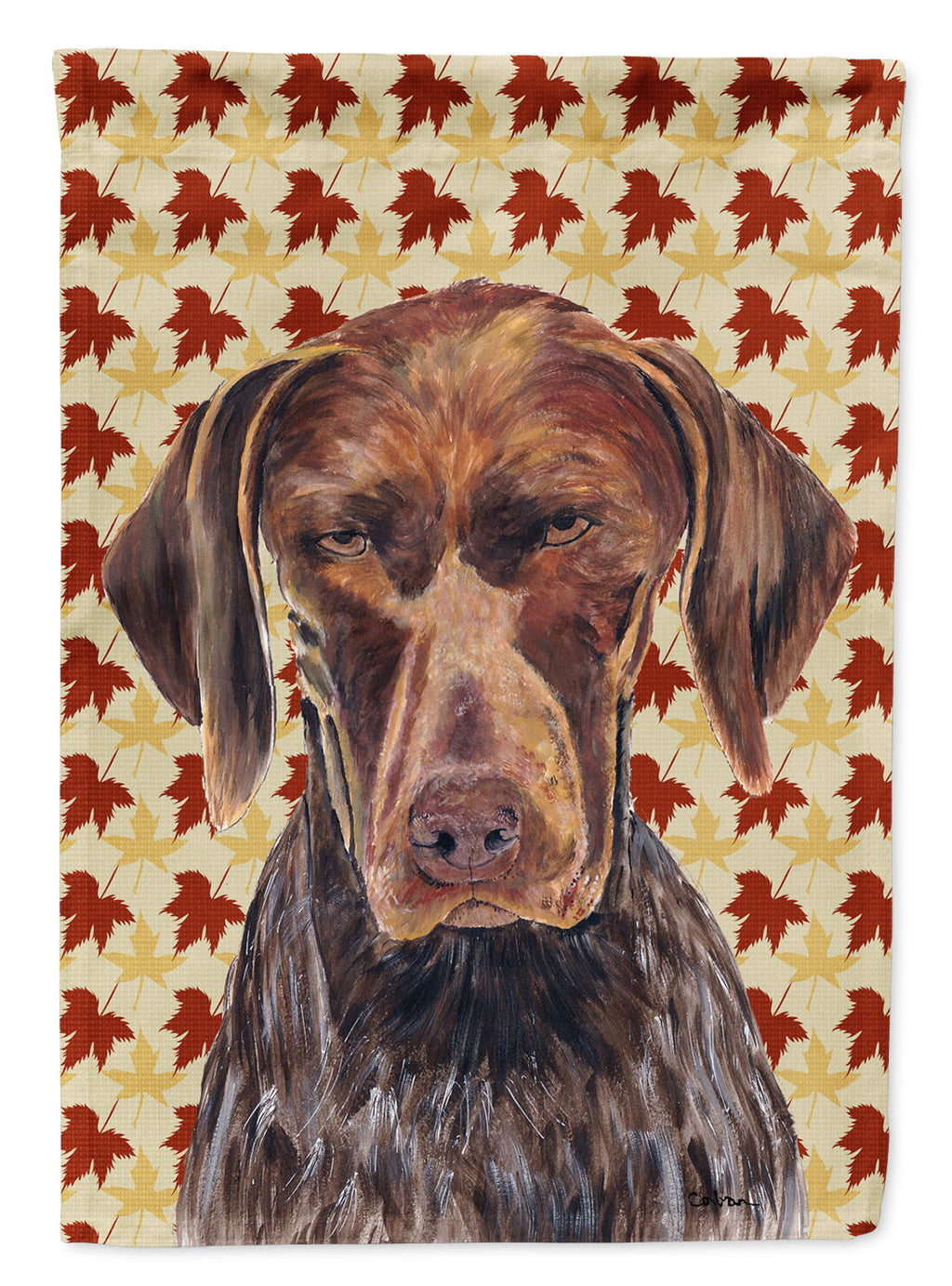 German Shorthaired Pointer Fall Leaves Portrait Garden Flag Mailbox Decorative Yard Banner Outside Patio Artwork for Flower Beds, Garden Size, Multicolor