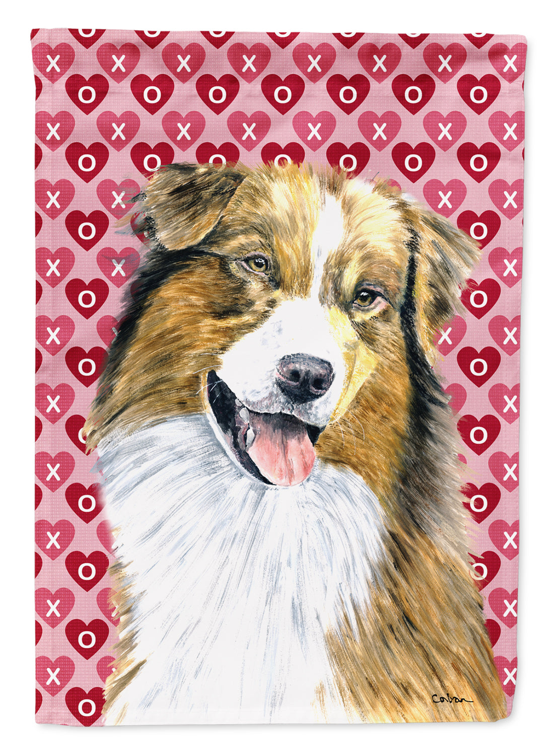 Australian Shepherd Hearts Love Valentine's Day Garden Flag Mailbox Decorative Yard Banner Outside Patio Artwork for Flower Beds, Garden Size, Multicolor