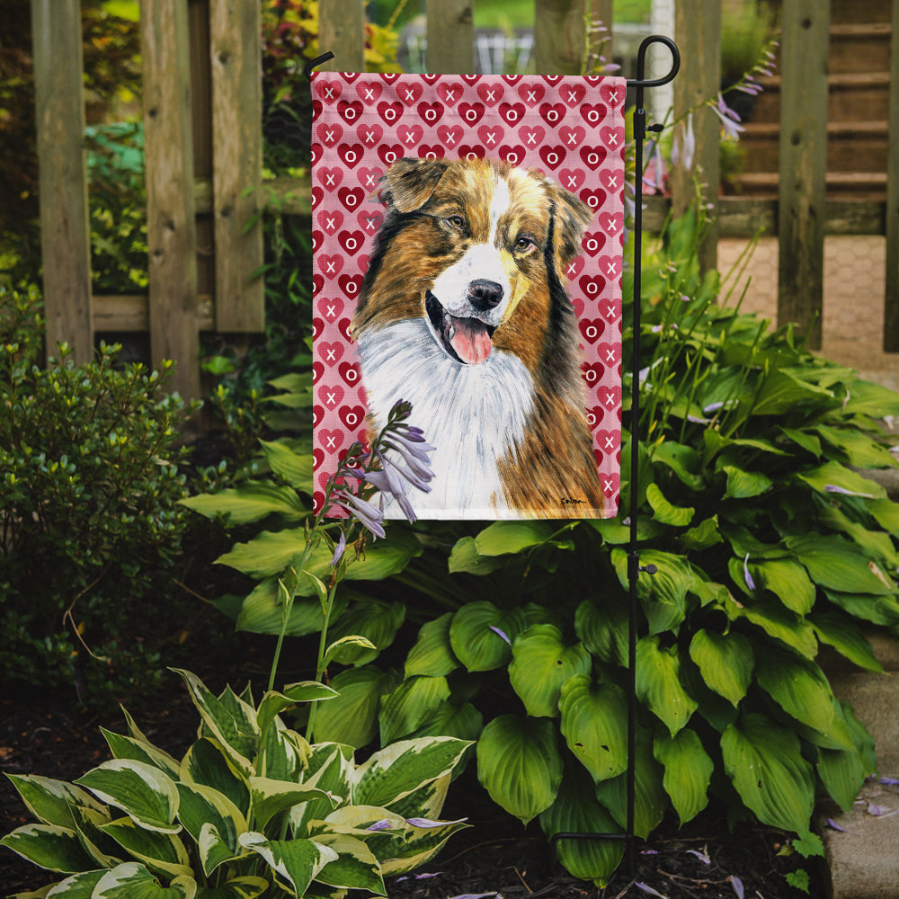 Australian Shepherd Hearts Love Valentine's Day Garden Flag Mailbox Decorative Yard Banner Outside Patio Artwork for Flower Beds, Garden Size, Multicolor