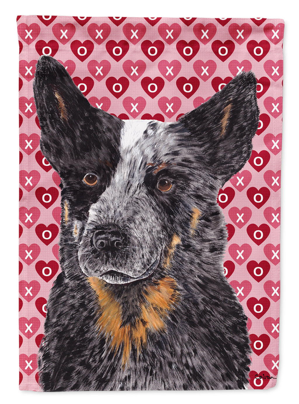 Australian Cattle Dog Hearts Love Valentine's Day Garden Flag Mailbox Decorative Yard Banner Outside Patio Artwork for Flower Beds, Garden Size, Multicolor