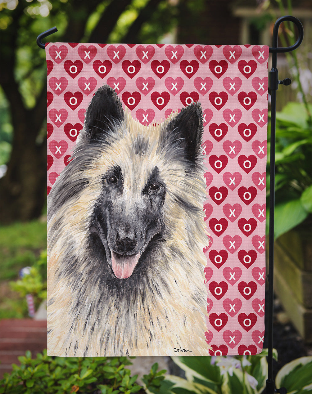 Belgian Tervuren Hearts Love and Valentine's Day Portrait Garden Flag Mailbox Decorative Yard Banner Outside Patio Artwork for Flower Beds, Garden Size, Multicolor