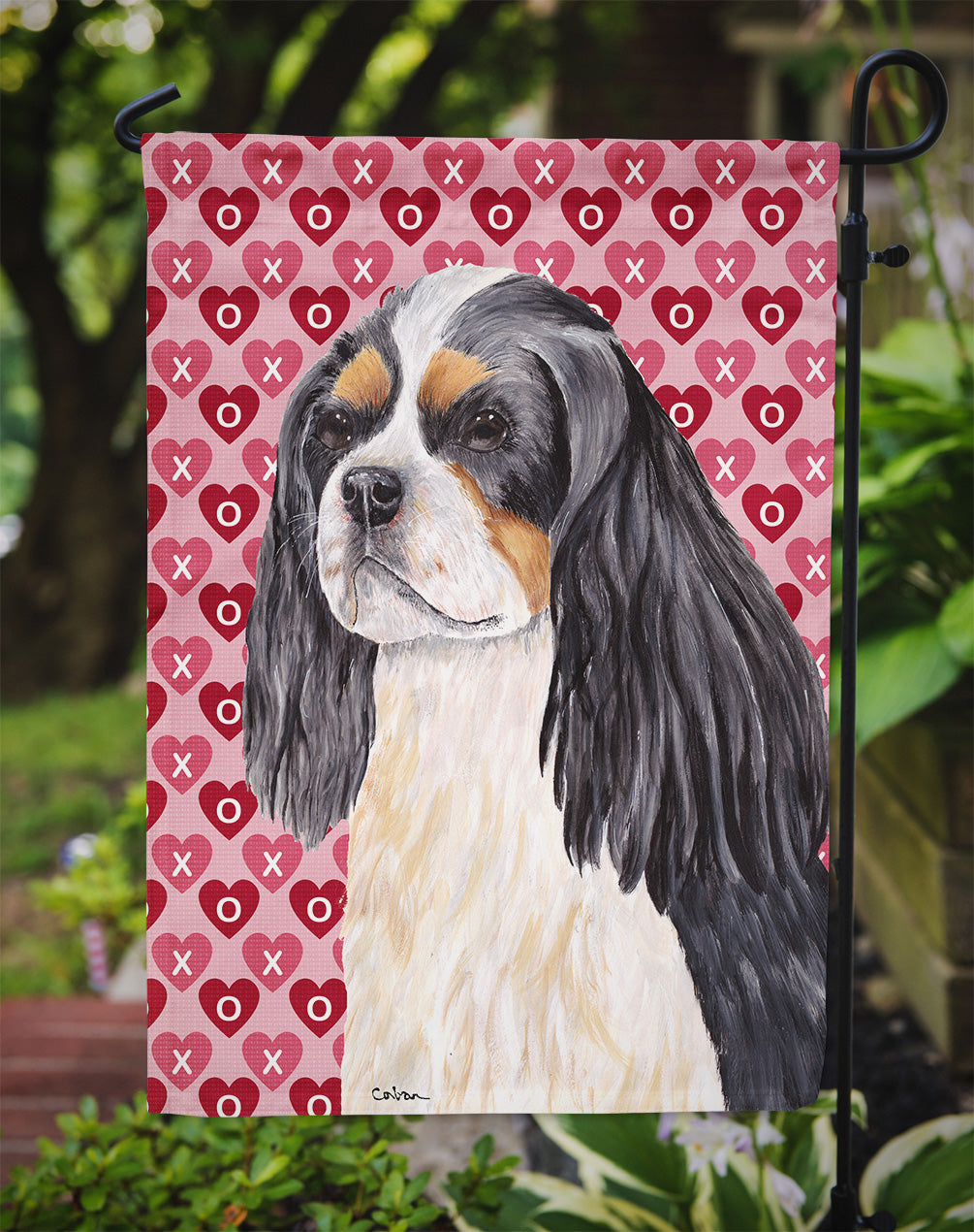 Cavalier Spaniel Hearts Love and Valentine's Day Portrait Garden Flag Mailbox Decorative Yard Banner Outside Patio Artwork for Flower Beds, Garden Size, Multicolor