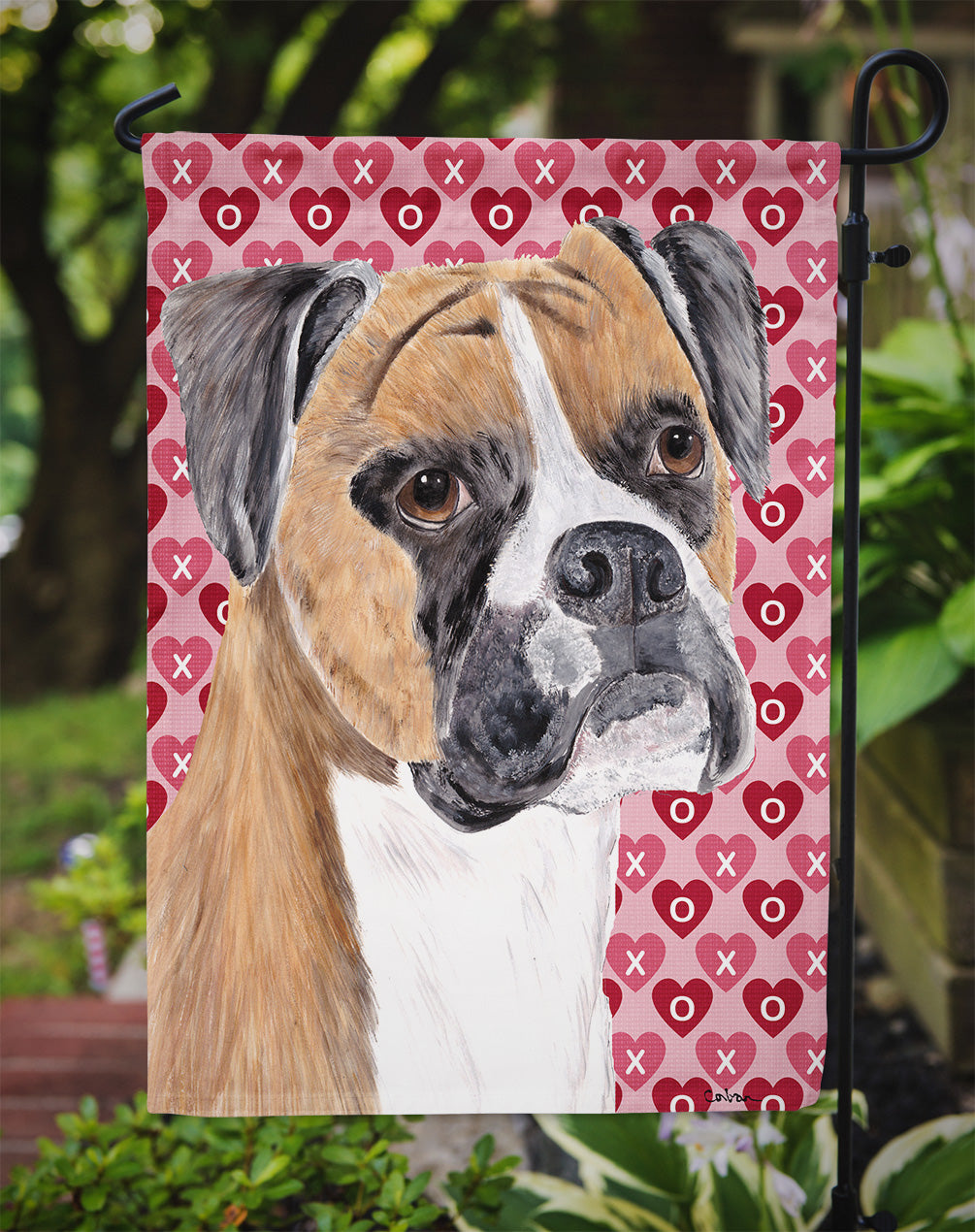 Boxer Hearts Love and Valentine's Day Portrait Garden Flag Mailbox Decorative Yard Banner Outside Patio Artwork for Flower Beds, Garden Size, Multicolor