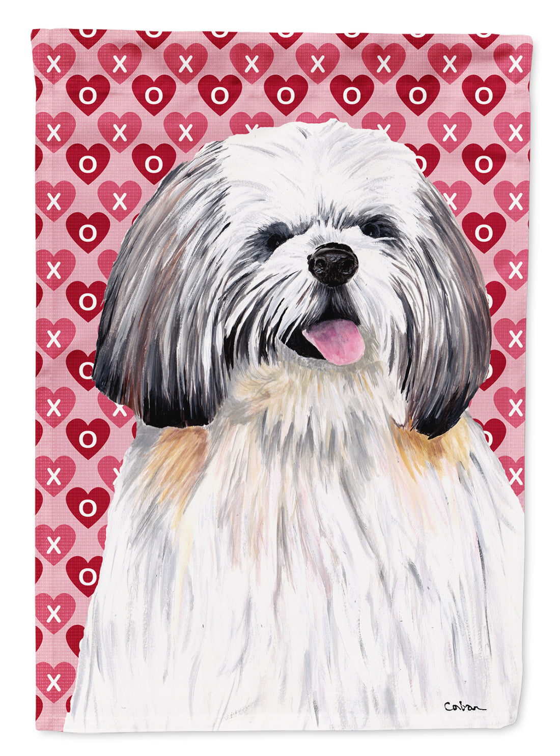 Shih Tzu Hearts Love and Valentine's Day Portrait Garden Flag Mailbox Decorative Yard Banner Outside Patio Artwork for Flower Beds, Garden Size, Multicolor