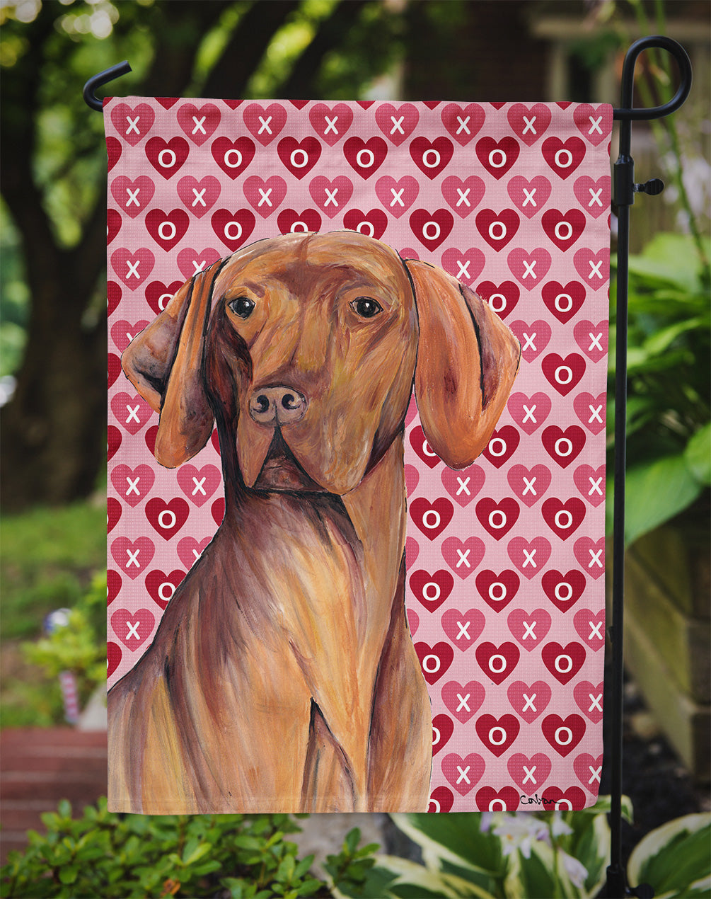 Vizsla Hearts Love and Valentine's Day Portrait Garden Flag Mailbox Decorative Yard Banner Outside Patio Artwork for Flower Beds, Garden Size, Multicolor