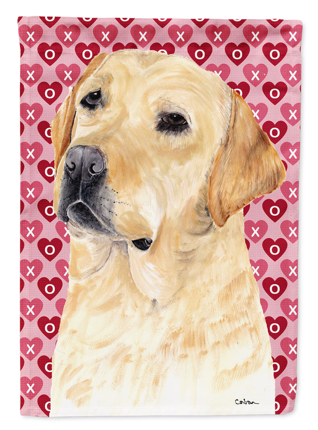 Labrador Yellow Hearts Love Valentine's Day Garden Flag Mailbox Decorative Yard Banner Outside Patio Artwork for Flower Beds, Garden Size, Multicolor