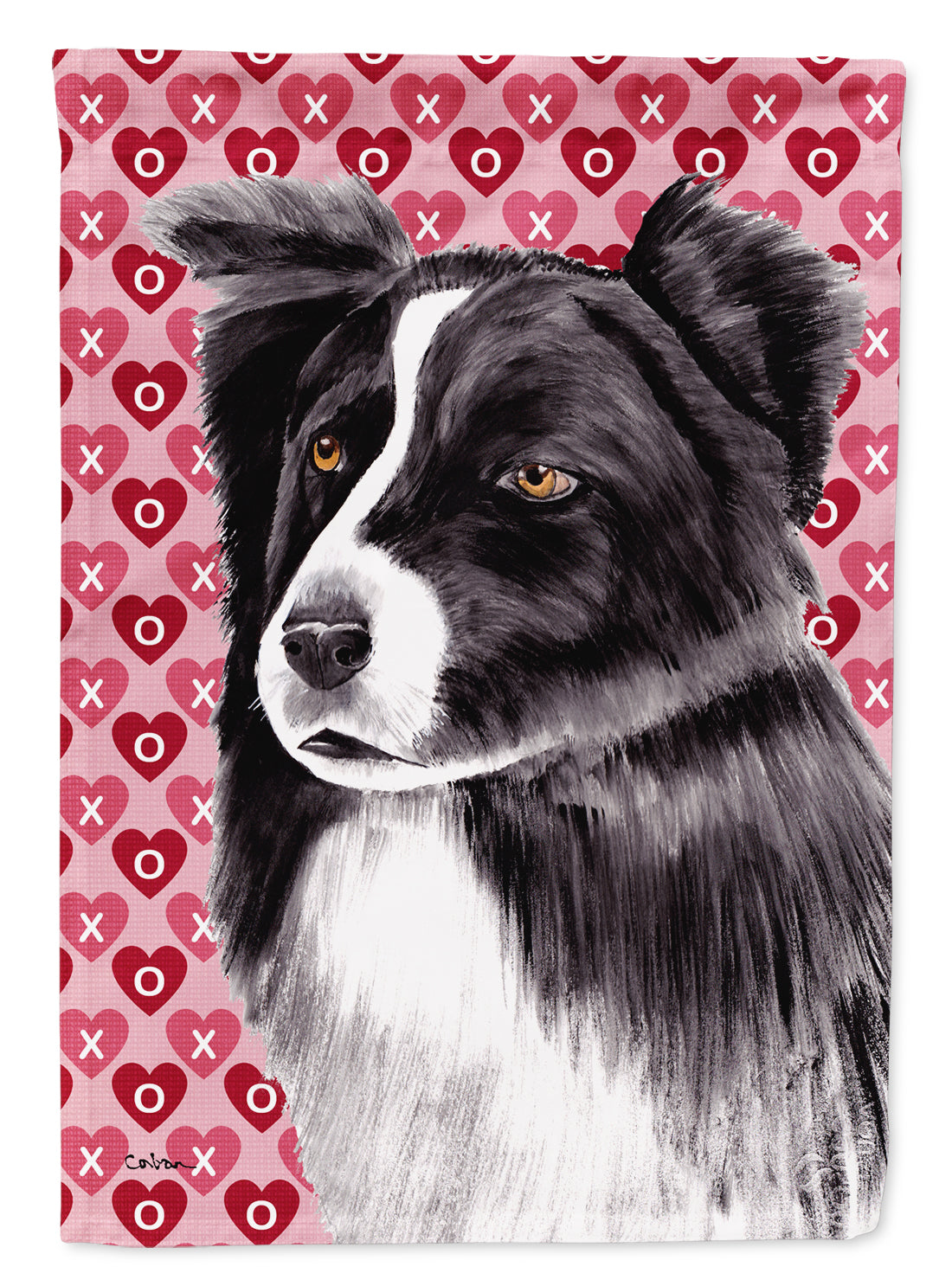 Border Collie Hearts Love and Valentine's Day Portrait Garden Flag Mailbox Decorative Yard Banner Outside Patio Artwork for Flower Beds, Garden Size, Multicolor