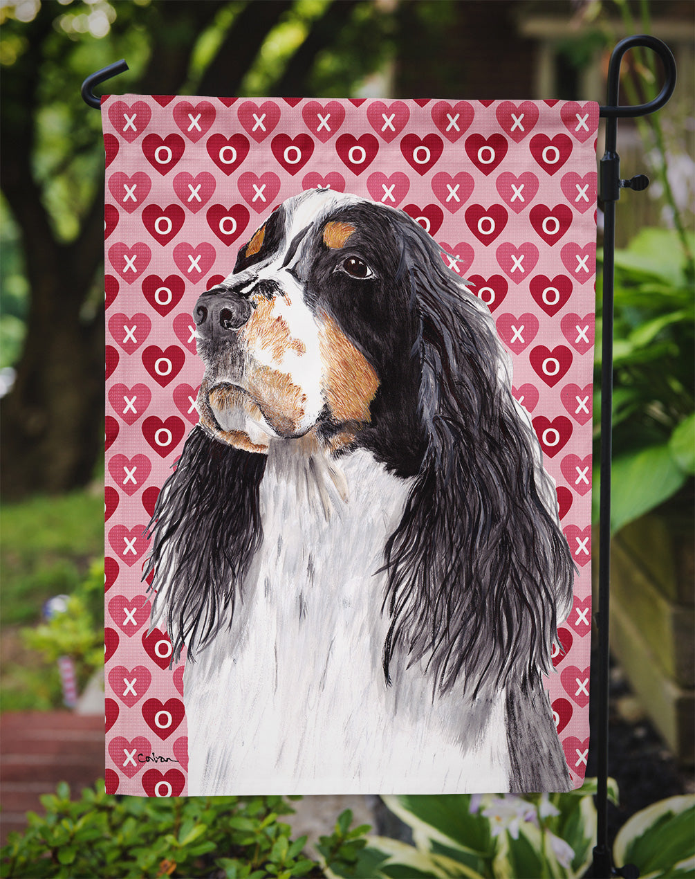 Springer Spaniel Hearts Love Valentine's Day Garden Flag Mailbox Decorative Yard Banner Outside Patio Artwork for Flower Beds, Garden Size, Multicolor
