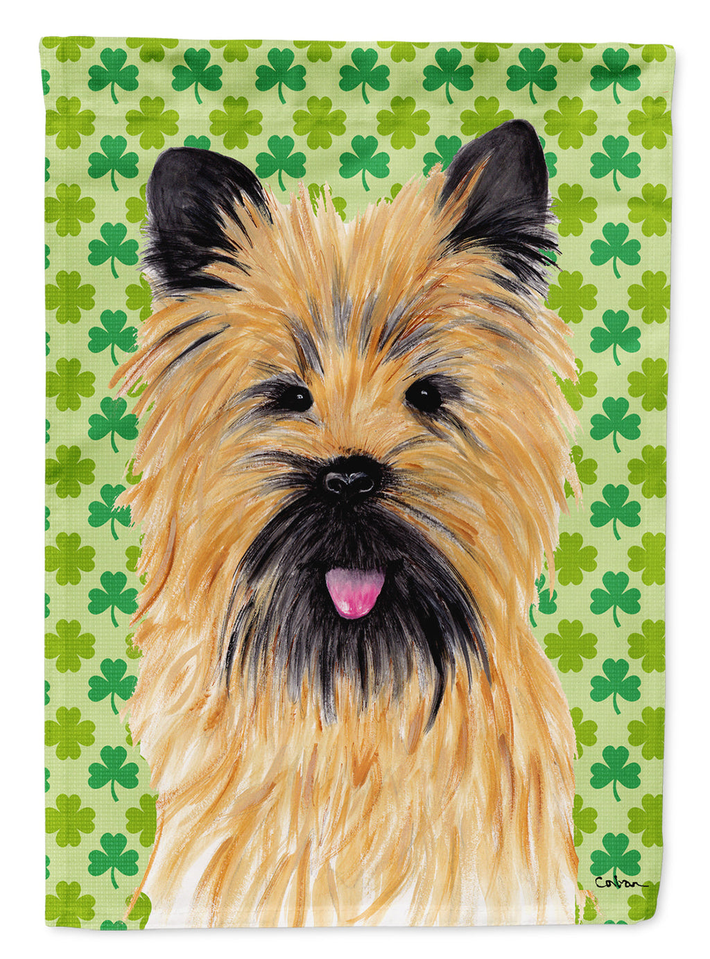 Cairn Terrier St. Patrick's Day Shamrock Portrait Garden Flag Mailbox Decorative Yard Banner Outside Patio Artwork for Flower Beds, Garden Size, Multicolor