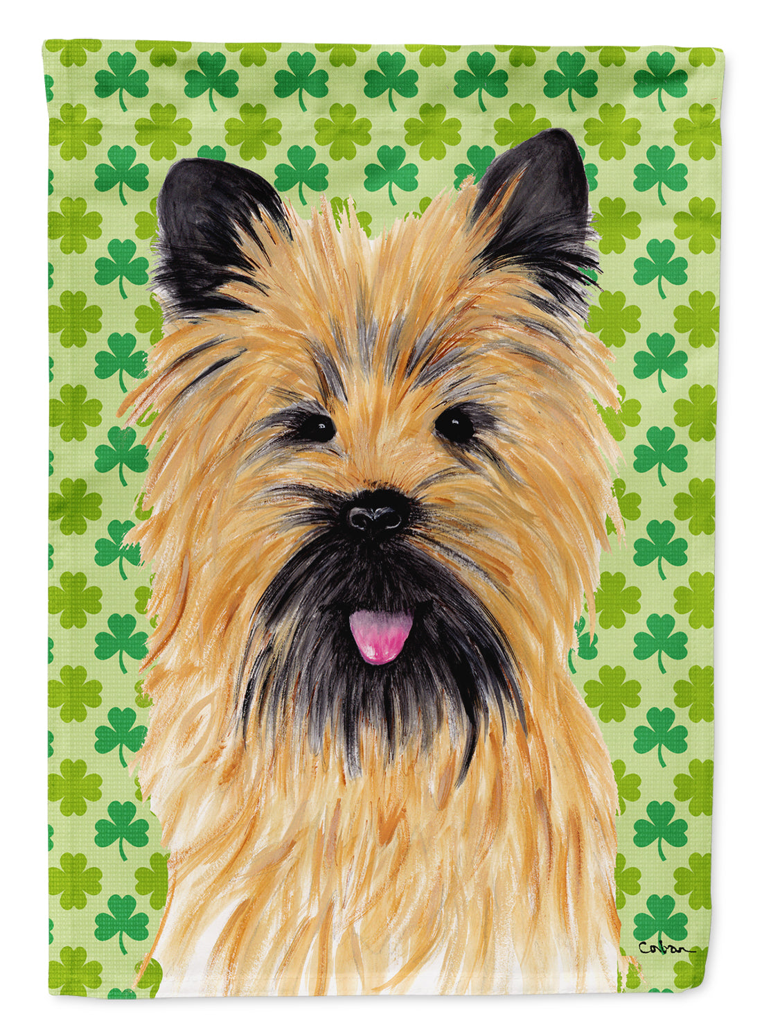 Cairn Terrier St. Patrick's Day Shamrock Portrait Garden Flag Mailbox Decorative Yard Banner Outside Patio Artwork for Flower Beds, Garden Size, Multicolor