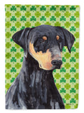 Doberman St. Patrick's Day Shamrock Portrait Garden Flag Mailbox Decorative Yard Banner Outside Patio Artwork for Flower Beds, Garden Size, Multicolor