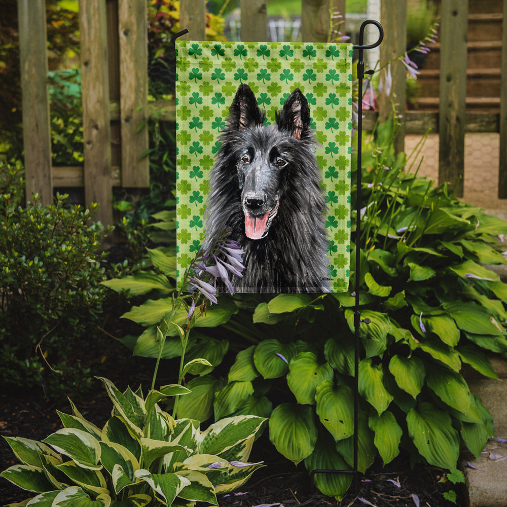 Belgian Sheepdog St. Patrick's Day Shamrock Portrait Garden Flag Mailbox Decorative Yard Banner Outside Patio Artwork for Flower Beds, Garden Size, Multicolor