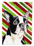 Boston Terrier Candy Cane Holiday Christmas Garden Flag Mailbox Decorative Yard Banner Outside Patio Artwork for Flower Beds, Garden Size, Multicolor