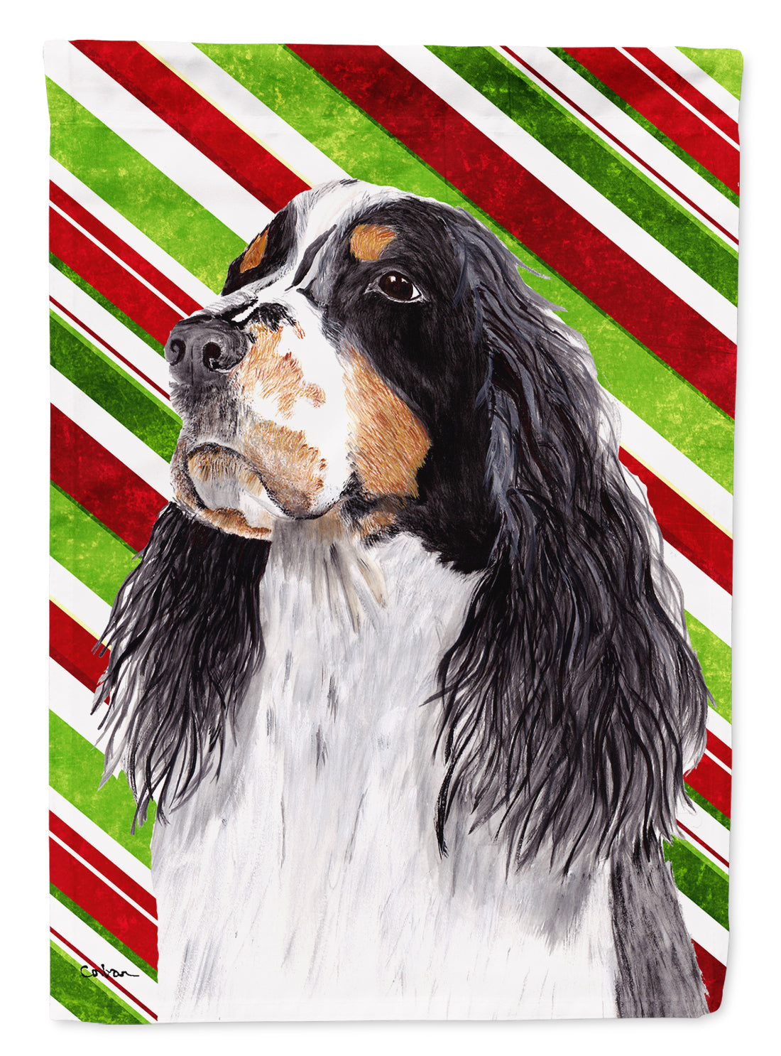 Springer Spaniel Candy Cane Holiday Christmas Garden Flag Mailbox Decorative Yard Banner Outside Patio Artwork for Flower Beds, Garden Size, Multicolor