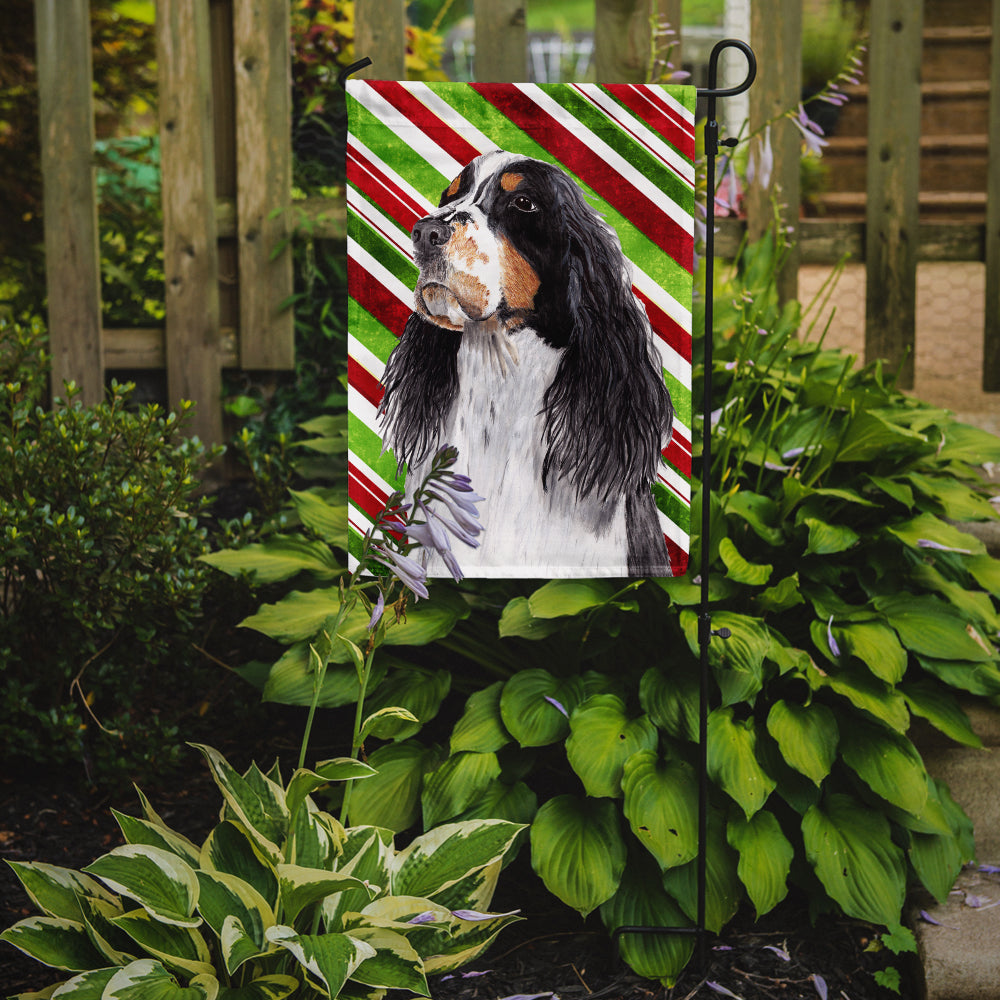 Springer Spaniel Candy Cane Holiday Christmas Garden Flag Mailbox Decorative Yard Banner Outside Patio Artwork for Flower Beds, Garden Size, Multicolor