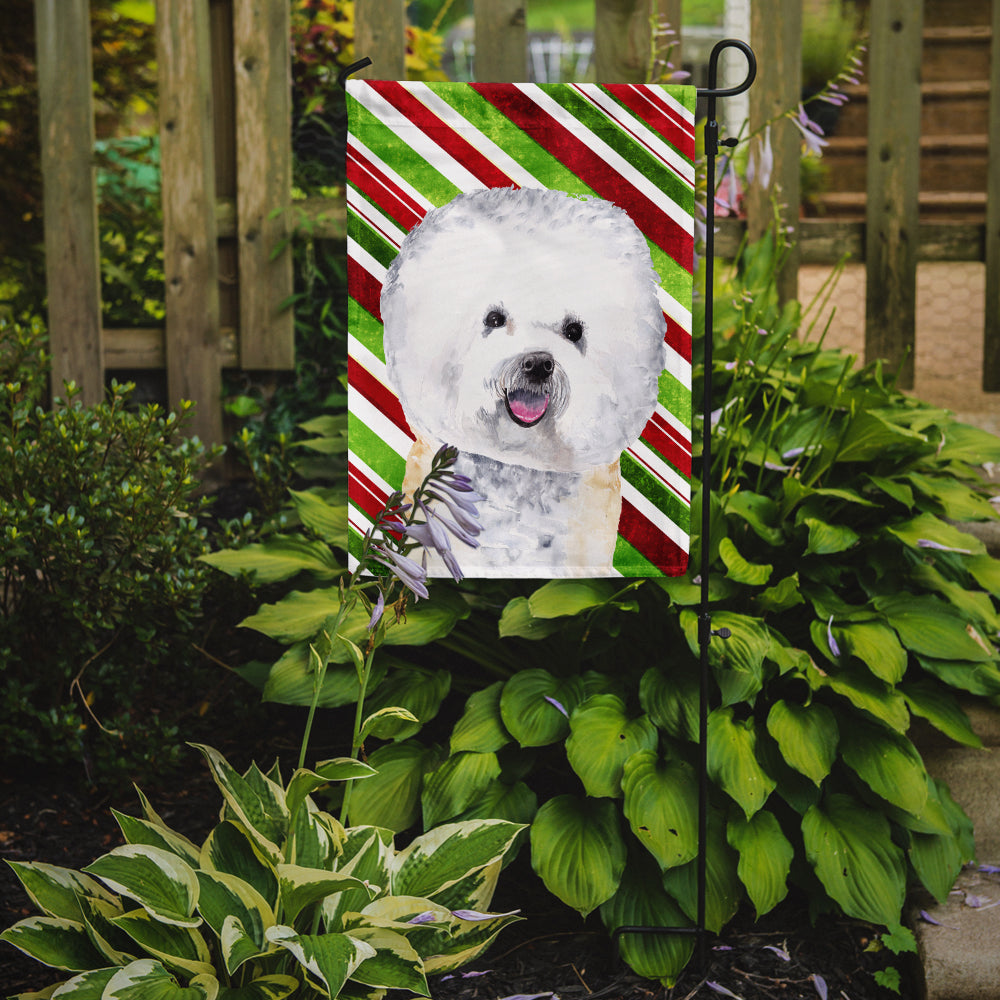 Bichon Frise Candy Cane Holiday Christmas Garden Flag Mailbox Decorative Yard Banner Outside Patio Artwork for Flower Beds, Garden Size, Multicolor