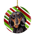 Dachshund Candy Cane Holiday Christmas Ceramic Ornament Christmas Tree Hanging Decorations for Home Christmas Holiday, Party, Gift, 3 in, Multicolor