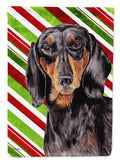 Dachshund Candy Cane Holiday Christmas Garden Flag Mailbox Decorative Yard Banner Outside Patio Artwork for Flower Beds, Garden Size, Multicolor