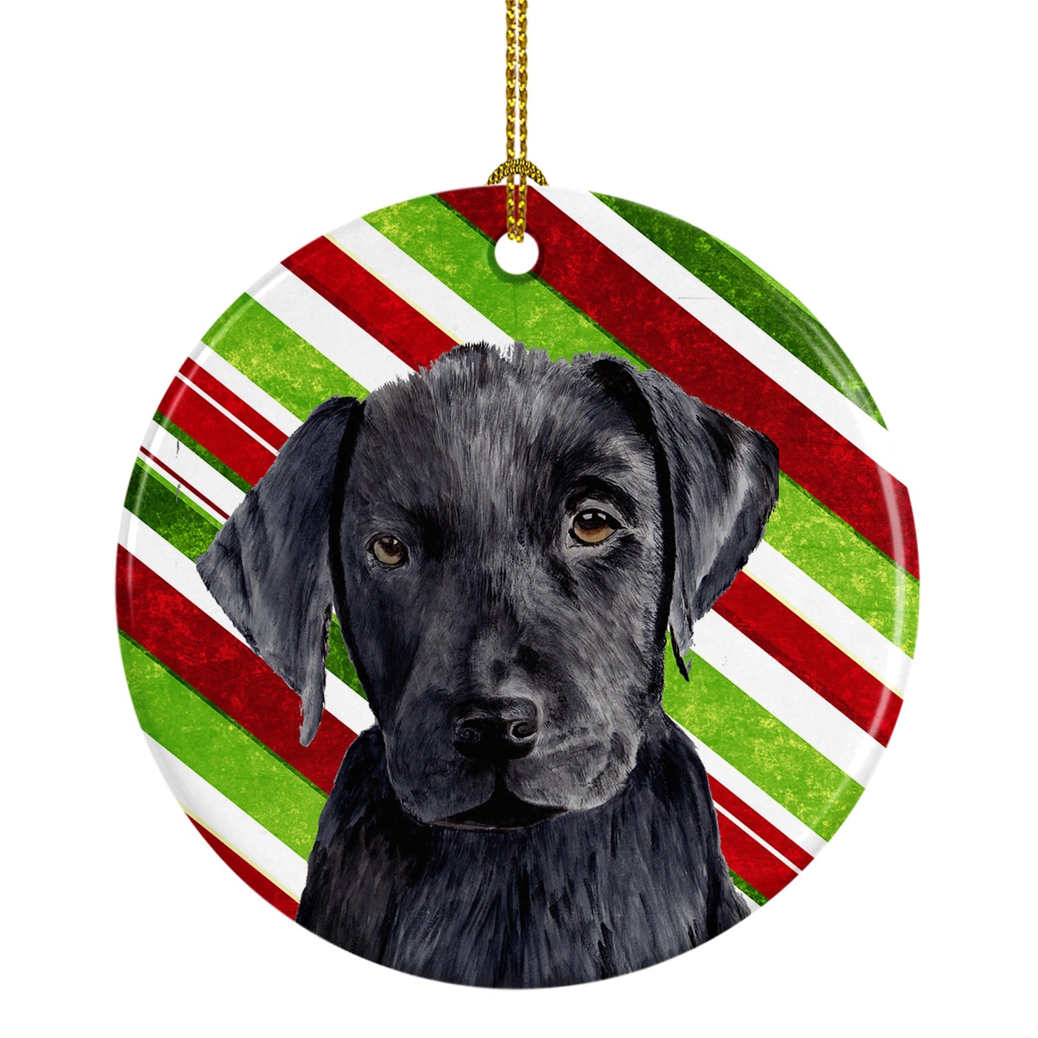 Labrador Candy Cane Holiday Christmas Ceramic Ornament Christmas Tree Hanging Decorations for Home Christmas Holiday, Party, Gift, 3 in, Multicolor