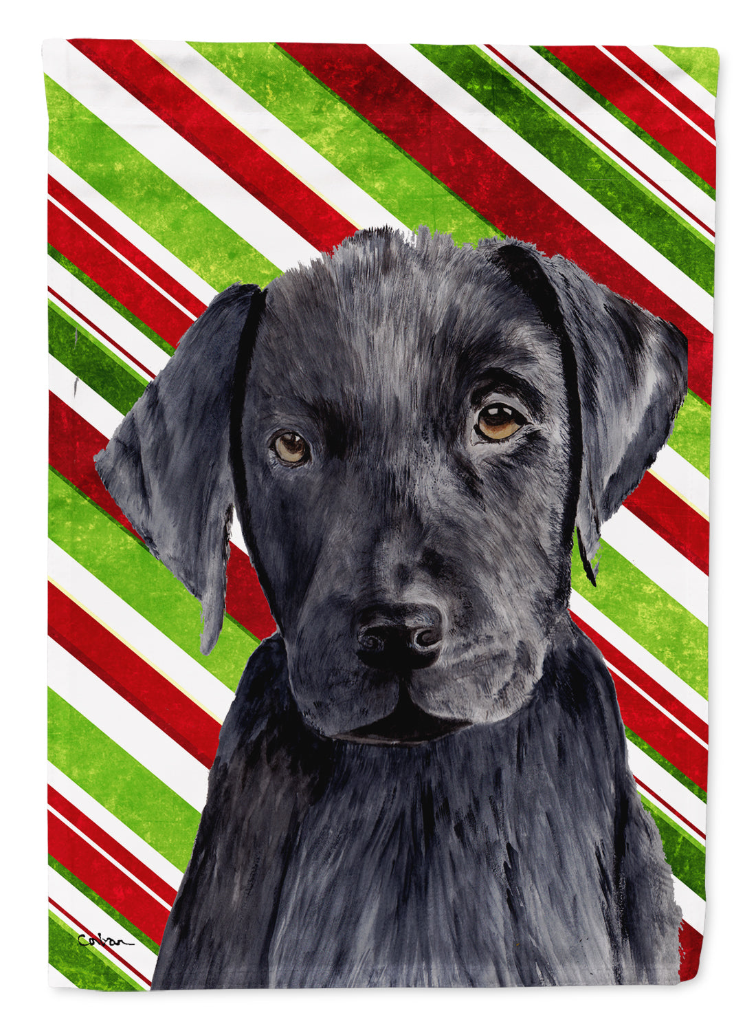 Labrador Candy Cane Holiday Christmas Garden Flag Mailbox Decorative Yard Banner Outside Patio Artwork for Flower Beds, Garden Size, Multicolor