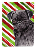 Pug Candy Cane Holiday Christmas Garden Flag Mailbox Decorative Yard Banner Outside Patio Artwork for Flower Beds, Garden Size, Multicolor