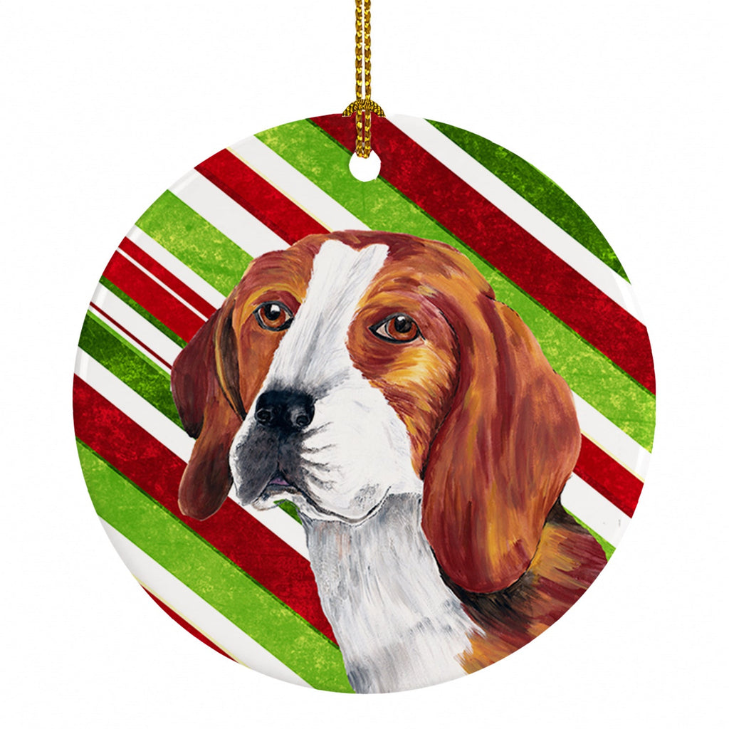 Beagle Candy Cane Holiday Christmas Ceramic Ornament Christmas Tree Hanging Decorations for Home Christmas Holiday, Party, Gift, 3 in, Multicolor