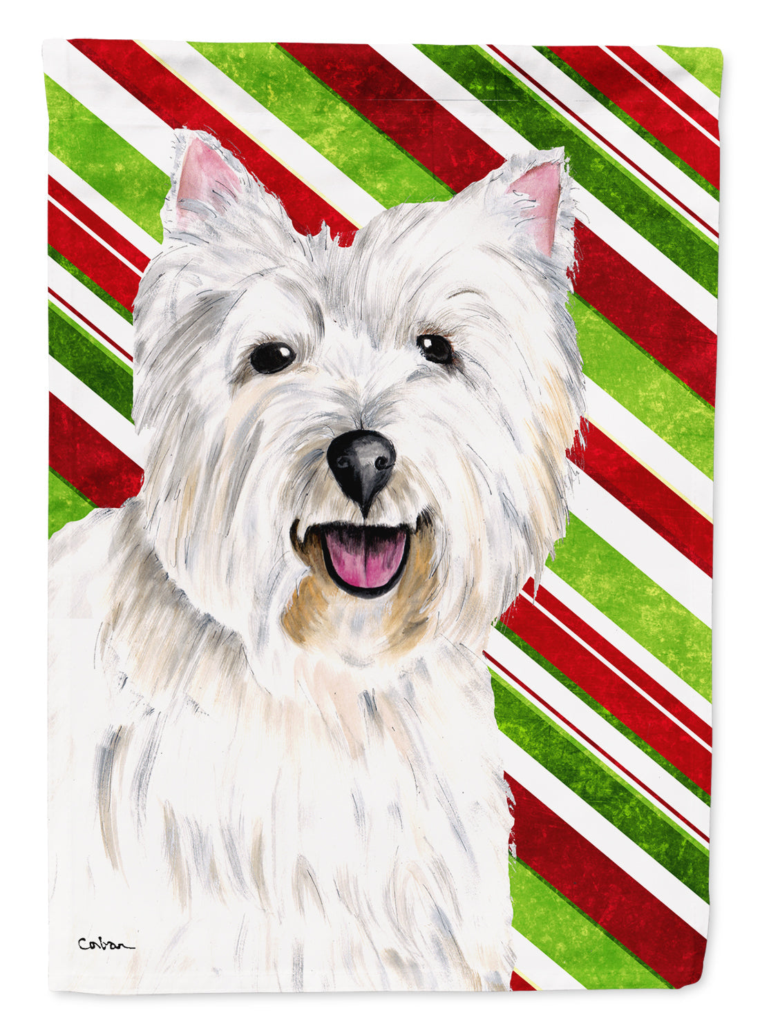 Westie Candy Cane Holiday Christmas Garden Flag Mailbox Decorative Yard Banner Outside Patio Artwork for Flower Beds, Garden Size, Multicolor