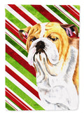 Bulldog English Candy Cane Holiday Christmas Garden Flag Mailbox Decorative Yard Banner Outside Patio Artwork for Flower Beds, Garden Size, Multicolor