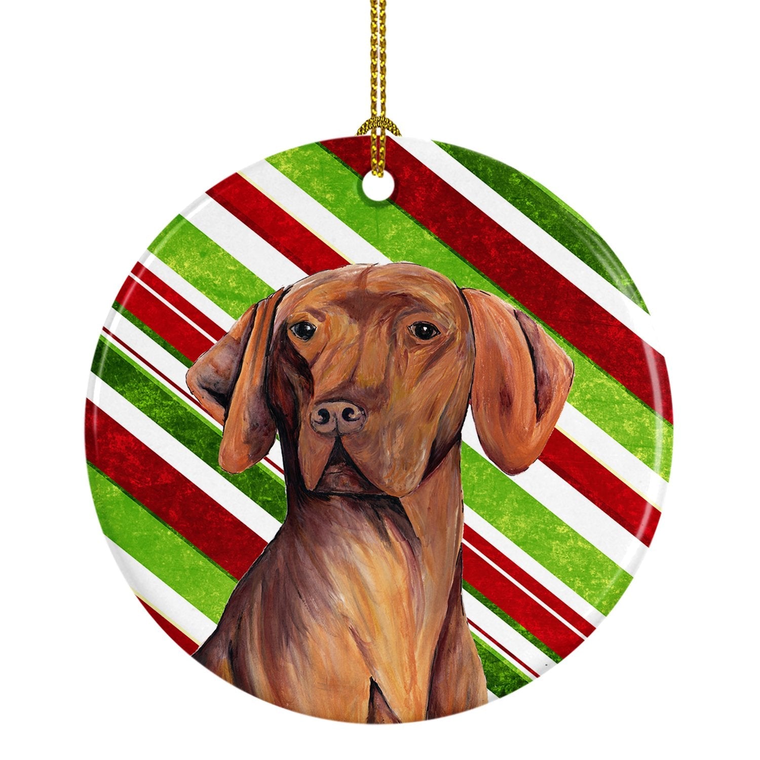 Vizsla Candy Cane Holiday Christmas Ceramic Ornament Christmas Tree Hanging Decorations for Home Christmas Holiday, Party, Gift, 3 in, Multicolor