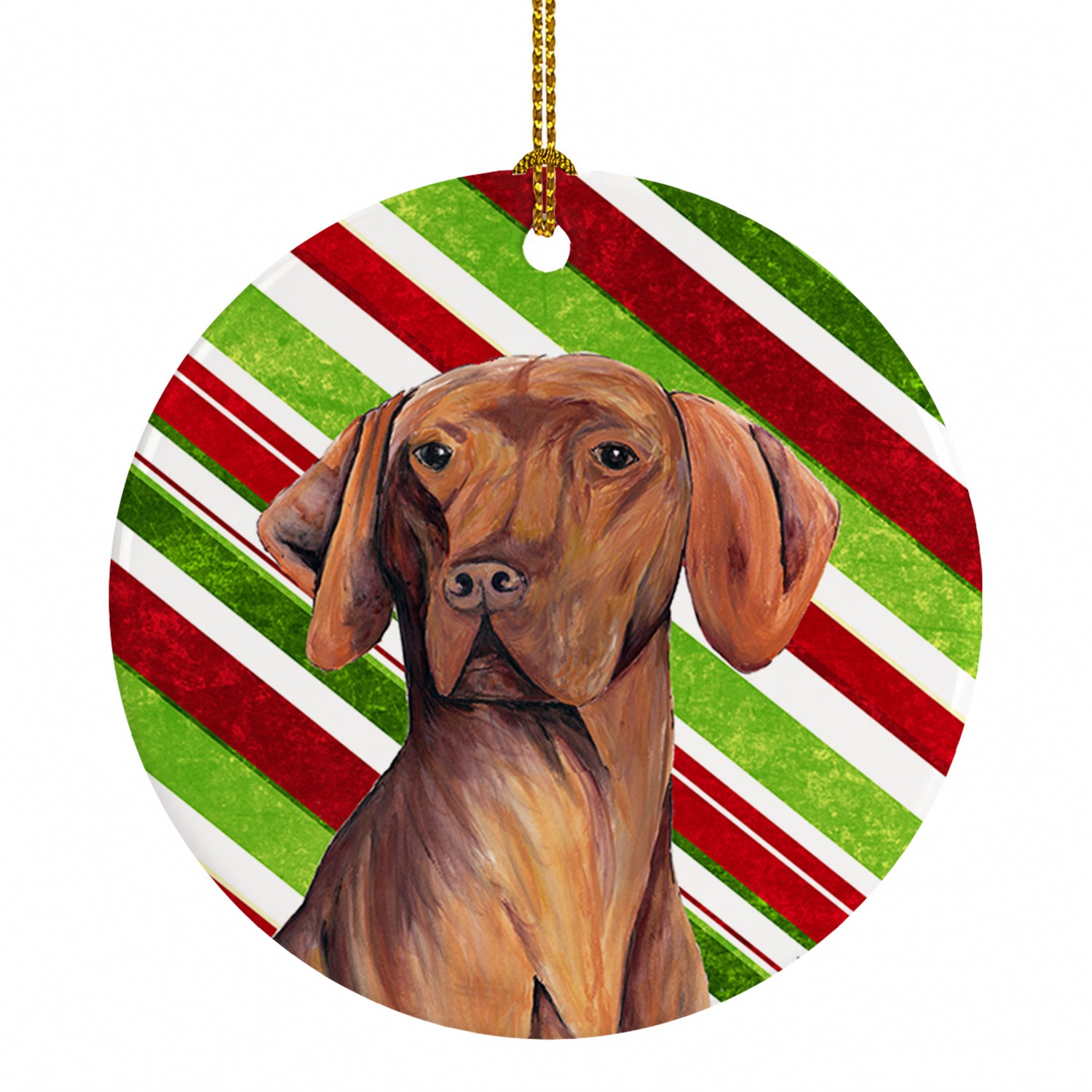 Vizsla Candy Cane Holiday Christmas Ceramic Ornament Christmas Tree Hanging Decorations for Home Christmas Holiday, Party, Gift, 3 in, Multicolor