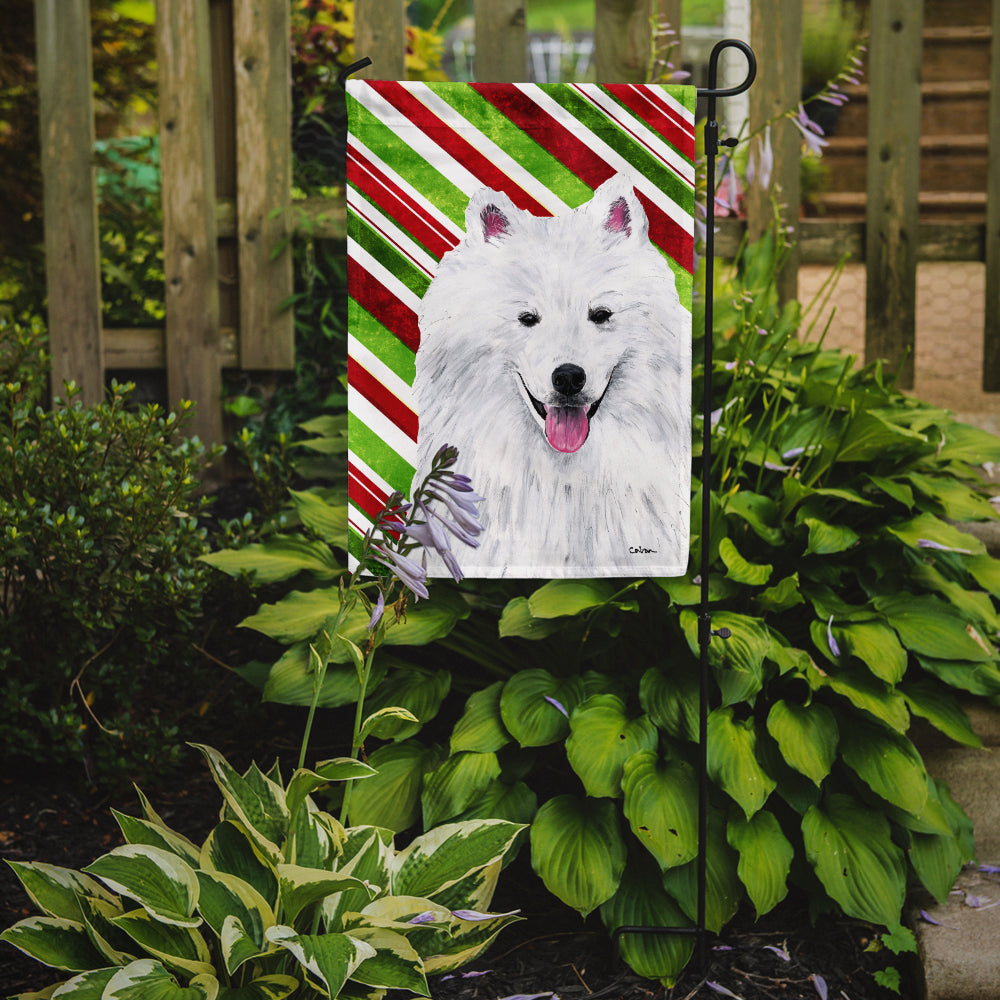 American Eskimo Candy Cane Holiday Christmas Garden Flag Mailbox Decorative Yard Banner Outside Patio Artwork for Flower Beds, Garden Size, Multicolor