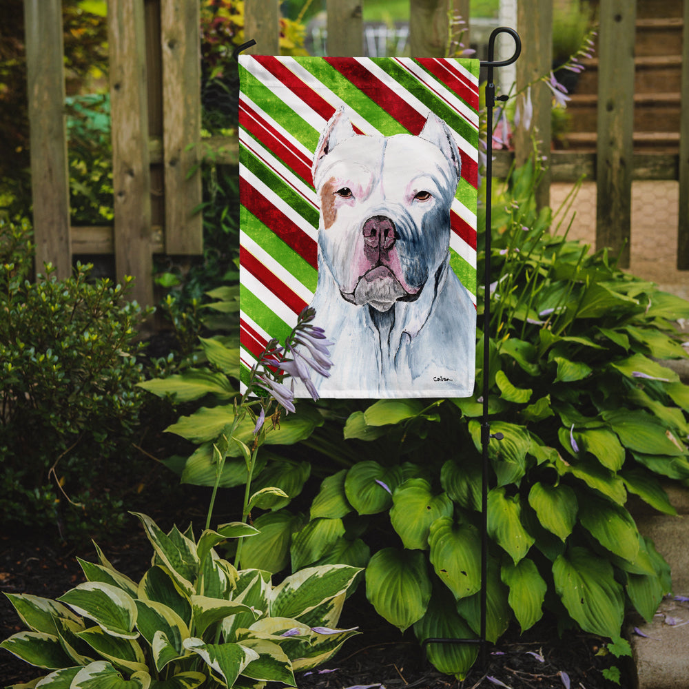 Pit Bull Candy Cane Holiday Christmas Garden Flag Mailbox Decorative Yard Banner Outside Patio Artwork for Flower Beds, Garden Size, Multicolor
