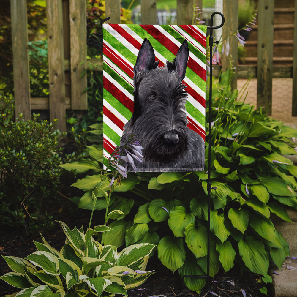 Scottish Terrier Candy Cane Holiday Christmas Garden Flag Mailbox Decorative Yard Banner Outside Patio Artwork for Flower Beds, Garden Size, Multicolor