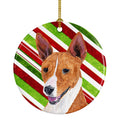 Basenji Candy Cane Holiday Christmas Ceramic Ornament Christmas Tree Hanging Decorations for Home Christmas Holiday, Party, Gift, 3 in, Multicolor