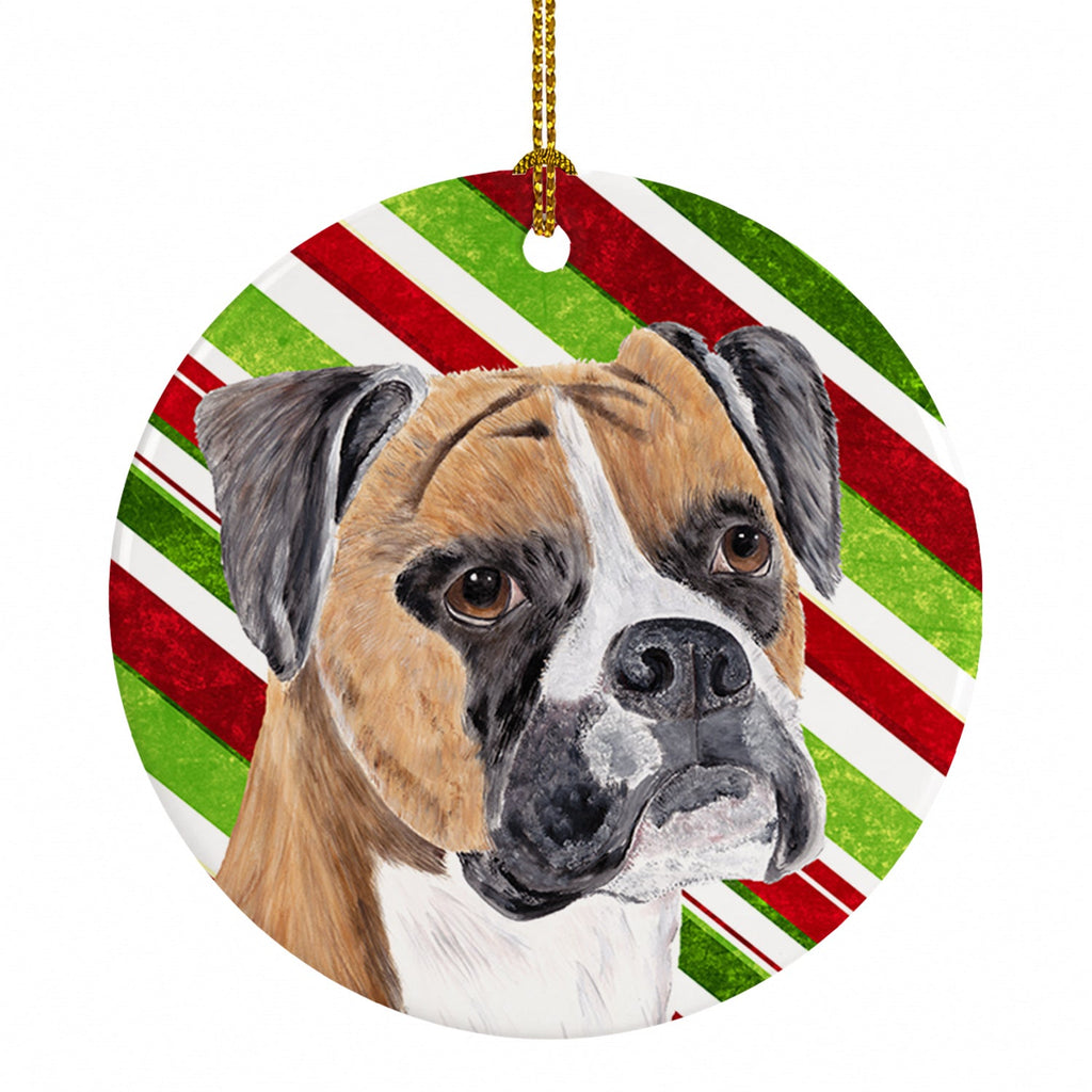 Boxer Candy Cane Holiday Christmas Ceramic Ornament Christmas Tree Hanging Decorations for Home Christmas Holiday, Party, Gift, 3 in, Multicolor
