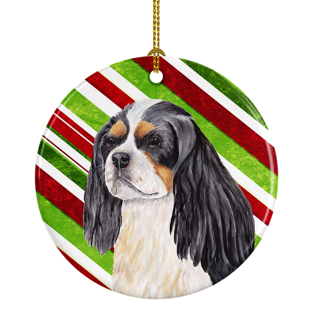 Cavalier Spaniel Candy Cane Holiday Christmas Ceramic Ornament Christmas Tree Hanging Decorations for Home Christmas Holiday, Party, Gift, 3 in, Multicolor