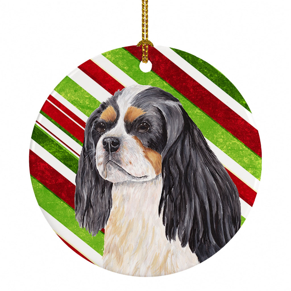 Cavalier Spaniel Candy Cane Holiday Christmas Ceramic Ornament Christmas Tree Hanging Decorations for Home Christmas Holiday, Party, Gift, 3 in, Multicolor