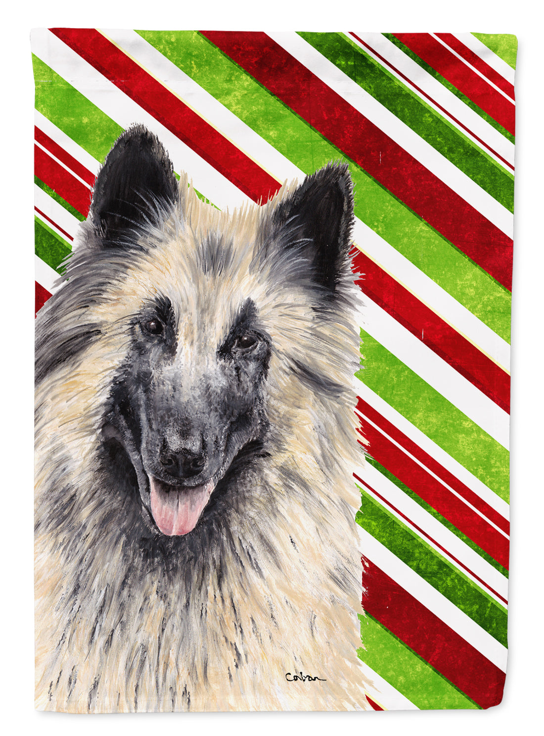Belgian Tervuren Candy Cane Holiday Christmas Garden Flag Mailbox Decorative Yard Banner Outside Patio Artwork for Flower Beds, Garden Size, Multicolor