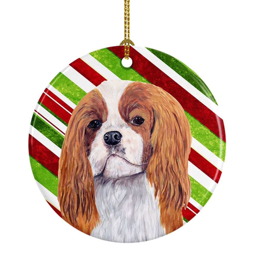 Cavalier Spaniel Candy Cane Holiday Christmas Ceramic Ornament Christmas Tree Hanging Decorations for Home Christmas Holiday, Party, Gift, 3 in, Multicolor