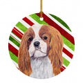 Cavalier Spaniel Candy Cane Holiday Christmas Ceramic Ornament Christmas Tree Hanging Decorations for Home Christmas Holiday, Party, Gift, 3 in, Multicolor